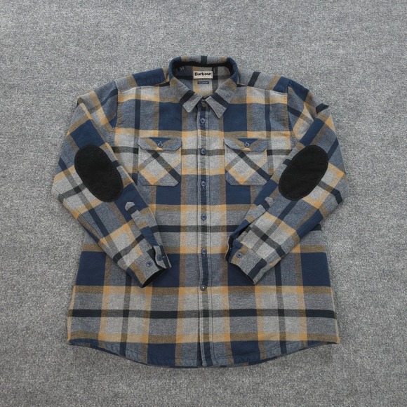 Barbour Shirt Mens Extra Large Blue Plaid Tailored Fit Lined Flannel Outdoors - Picture 1 of 15